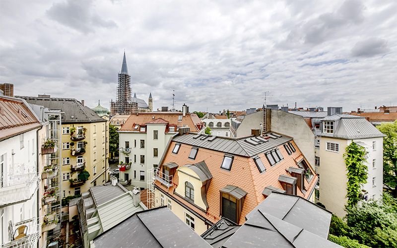 Möblierte Wohnung Haidhausen Ausblick auf Dächer